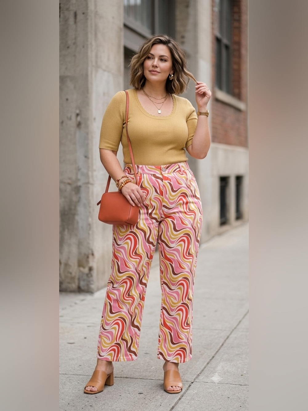 Rue21 Pink Red Yellow Swirl Print Pants